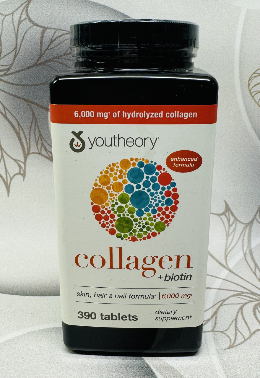 Гідролізований колаген з біотином для шкіри, волосся, нігтів Youtheory Collagen Biotin, 390шт