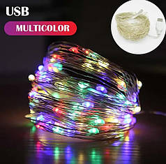 Гірлянда USB Крапля роси різнобарвна 50 LED 5 м RGB