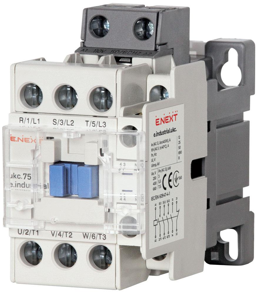 I.0090041 Контактор e.industrial.ukc.75.110, 75А, 110В, 3P, 1no+1nc