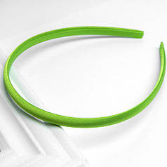 Обруч для волосся пластиковий в атласі, салатовий, 1 см