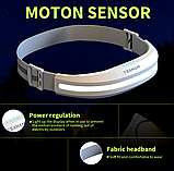 Ліхтарик налобний на голову акумуляторний повязка налобник потужний Led-ліхтар з зарядкою USB легкий з червоним світлом, фото 2