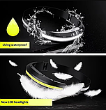 Ліхтарик налобний на голову акумуляторний повязка налобник потужний Led-ліхтар з зарядкою USB легкий з червоним світлом, фото 7