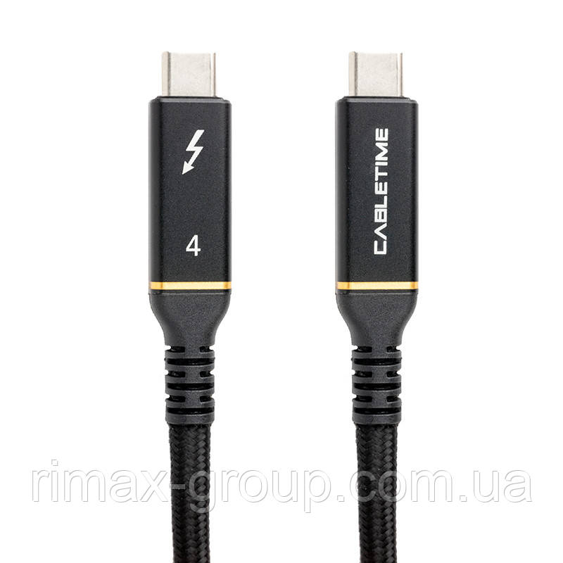 Кабель PowerPlant USB4, USB-C - USB-C, 40Gbps, 100W, 20V/ 5A, 8K/ 60HZ, 1м, фото 1