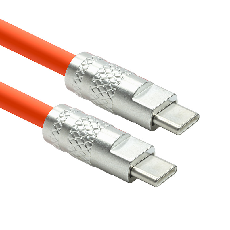 Силіконовий кабель PowerPlant USB Type-C - Type-C, 120W, 3 м, orange