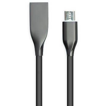 Кабель PowerPlant USB - microUSB, 1м, силікон, чорний