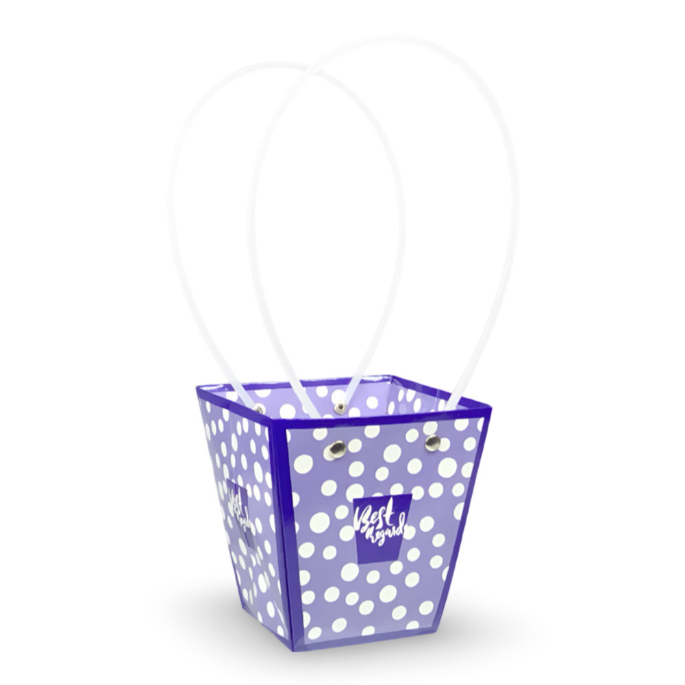 Паперова сумка-трапеція вологостійка для букетів фіолетова, фото 1