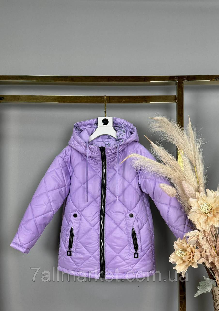 Куртка дитяча демісезонна двостороння на дівчинку 110-134 см "DFK" недорого від прямого постачальника