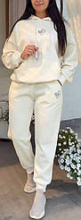 Якісний молодіжний костюм-двійка молочного кольору, штани та кофта розмір 42-50