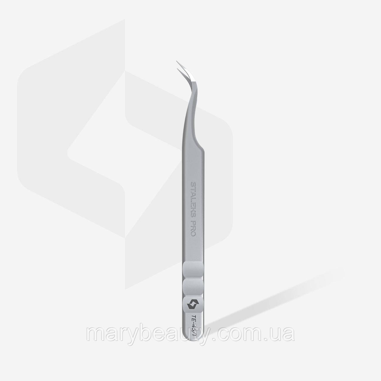 Пінцет професійний з насічками для вій STALEKS EXPERT TE 45/1 (вигнутий)