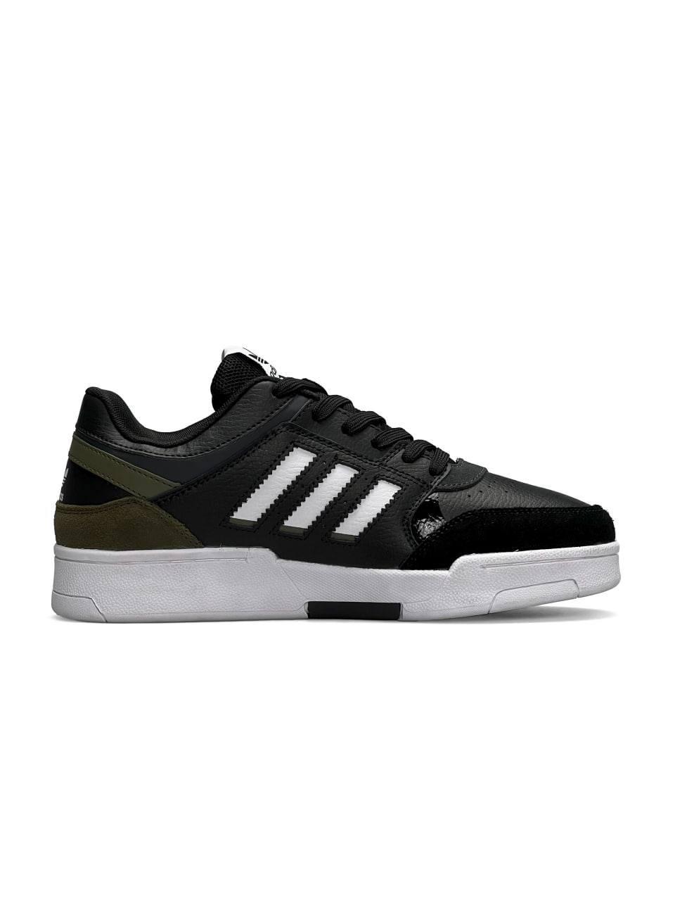 Чоловічі шкіряні кросівки Adidas Originals Drop Step Black White Khaki, кеди Адідас чорні 41
