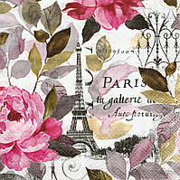 Салфетка для декупажа Париж в цветах (розовые тона) 6561