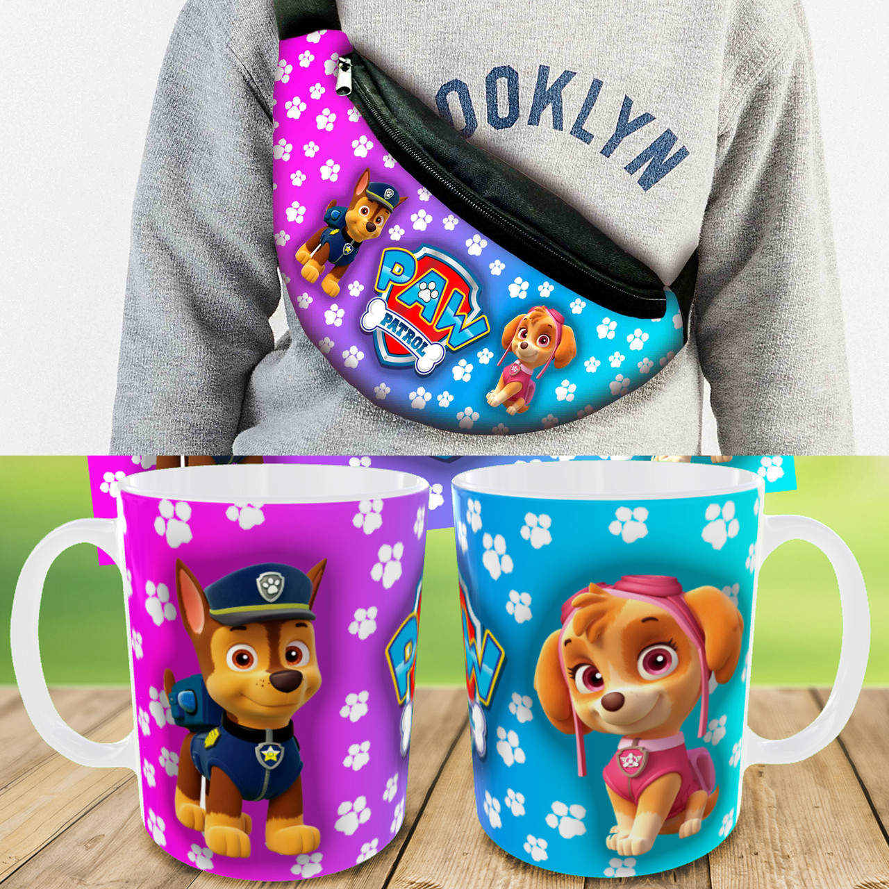 Подарунковий набір: Сумка-бананка + Кружка Щенячий патруль "Paw Patrol" дитячий, для хлопчика (0203)