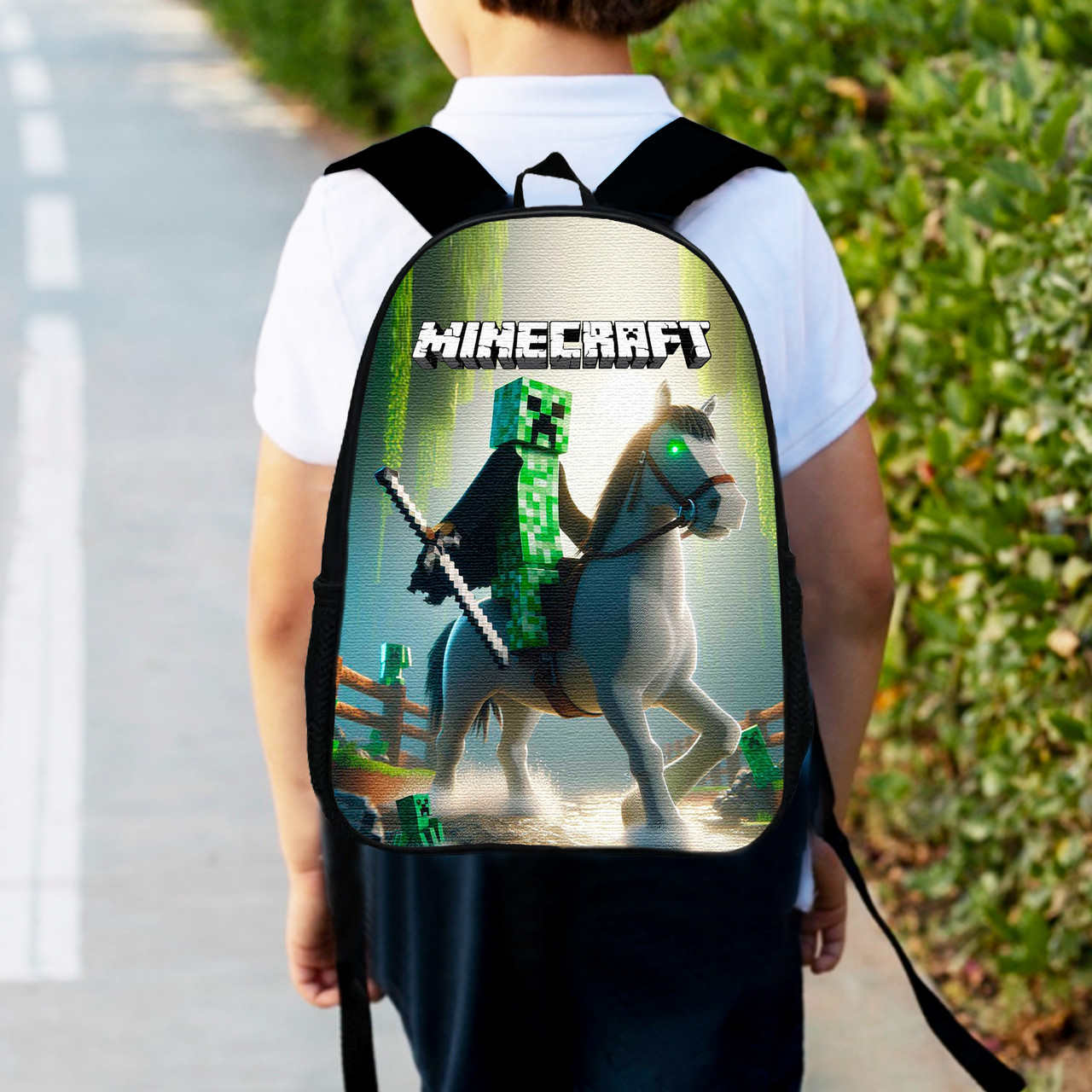 Рюкзак дитячий майнкрафт крипер на коні "Minecraft" 34х27см, міський ранець для хлопчика (0539)