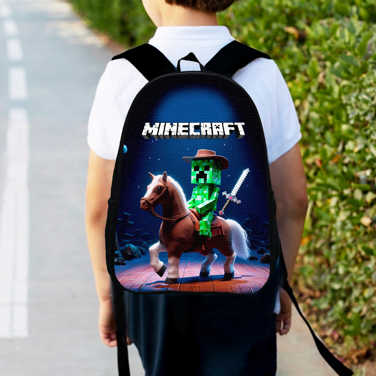 Рюкзак дитячий майнкрафт крипер на коні "Minecraft" 34х27см, міський ранець для хлопчика (0540)