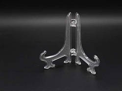 Пластикова підставка під декоративну тарілку, розмірами 104х78мм, прозора з міцного пластику / Пластикова підставка під