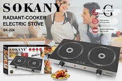 Двоконфорочна склокерамічна плита Sokany SK-224