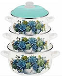 Набір глибоких емальованих каструль із кришками, фото 4