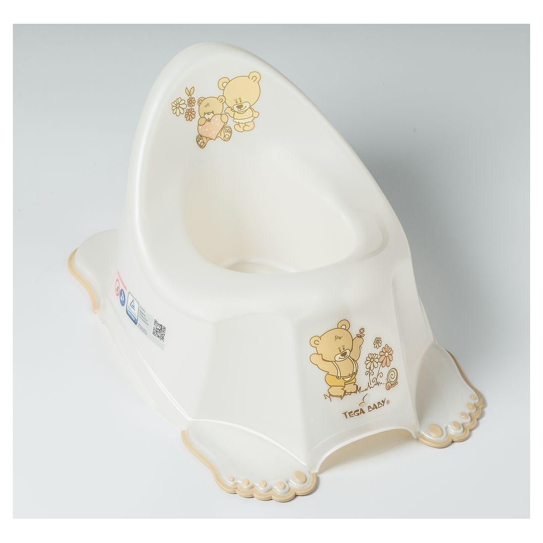 Горщик з антиковзаючим покриттям Tega TEDDY BEAR Anti slip potty MS-013-118 white pearl (білий), фото 1