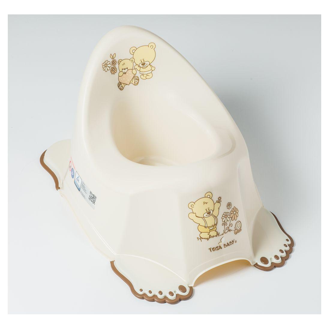 Горщик з антиковзаючим покриттям Tega TEDDY BEAR Anti slip potty MS-013-119 beige (бежевий), фото 1
