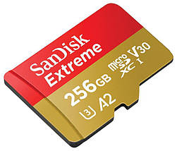 Картка пам'яті MicroSDXC 256 GB C10 UHS-I SanDisk Extreme V30 U3 R190/W130MB/s + SD (SDSQXAV-256G-GN6MA), фото 4