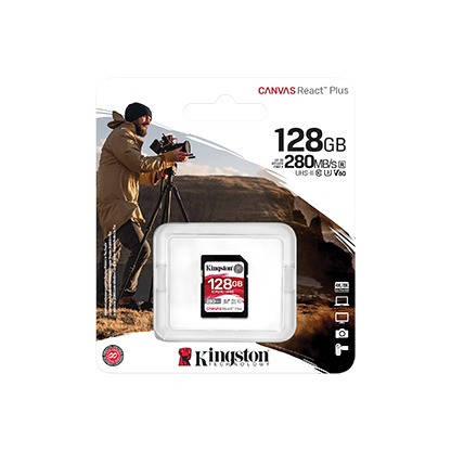 Картка пам'яті SDHC 128 GB UHS-II/U3 Class 10 Kingston Canvas React Plus V60 SD R280/W100MB/s (SDR2V6/128GB), фото 4