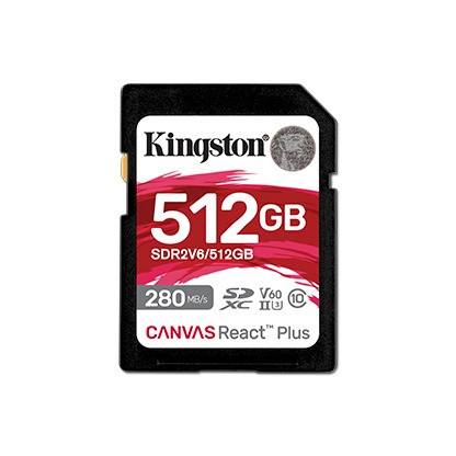 Картка пам'яті SDHC 512 GB UHS-II/U3 Class 10 Kingston Canvas React Plus V60 SD R280/W150MB/s (SDR2V6/512GB)