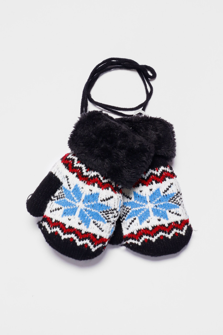 Рукавички дитячі на хутрі чорного кольору з малюнком р.4-5 186499P, фото 1