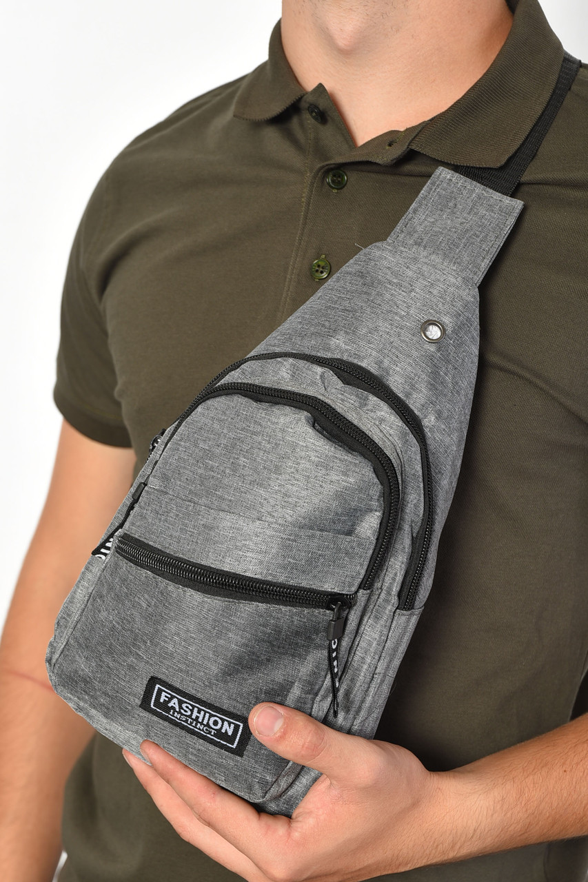 Бананка чоловіча текстильна сірого кольору 185343P, фото 1