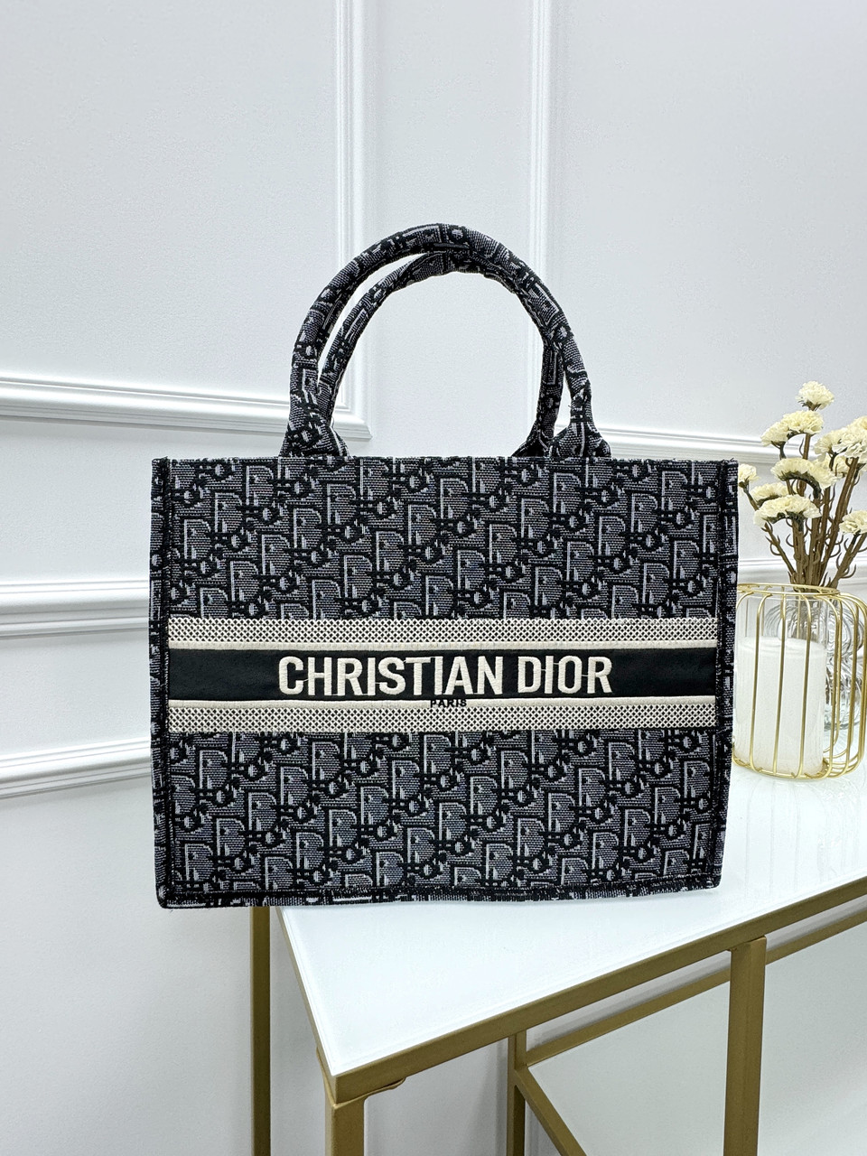 Сумка жіноча Крістіан Діор сіро чорний шопер Dior, фото 1