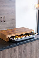 Велика обробна дощечка для кухні торцева з гастроємністю розміром 60*34 см BVD30 (2511)