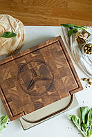 Обробна дошка з дерева торцева з піддоном і жолобом для соку 30х40 см BVD68 (2534)