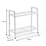 Стелаж етажерка металевий збірний, органайзер для підлоги на 2 полиці 60х26х60 см, білий, фото 2