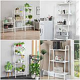 Стелаж етажерка металевий збірний, органайзер для підлоги на 2 полиці 60х26х60 см, білий, фото 10