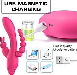 Вібратор для потрійної стимуляції, Вагінально-кліторальний і анальний стимулятор від USB, Інтимні іграшки, фото 3