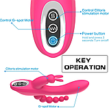 Вібратор для потрійної стимуляції, Вагінально-кліторальний і анальний стимулятор від USB, Інтимні іграшки, фото 7
