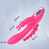 Вібратор для потрійної стимуляції, Вагінально-кліторальний і анальний стимулятор від USB, Інтимні іграшки, фото 10