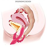 Вібратор для потрійної стимуляції, Вагінально-кліторальний і анальний стимулятор від USB, Інтимні іграшки, фото 8