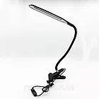 Настільна світлодіодна LED лампа на прищіпці, гнучка, Чорна / Світильник з прищіпкою та гнучкою ніжкою, фото 6