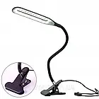 Настільна світлодіодна LED лампа на прищіпці, гнучка, Чорна / Світильник з прищіпкою та гнучкою ніжкою, фото 3