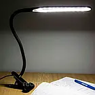 Настільна світлодіодна LED лампа на прищіпці, гнучка, Чорна / Світильник з прищіпкою та гнучкою ніжкою, фото 2