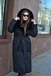 Зимове жіноче тепле довге пальто з капюшоном ПВ-358, фото 3
