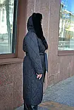 Зимове жіноче тепле довге пальто з капюшоном ПВ-358, фото 4