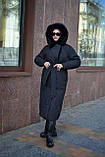 Зимове жіноче тепле довге пальто з капюшоном ПВ-358, фото 6