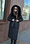 Зимове жіноче тепле довге пальто з капюшоном ПВ-358, фото 8