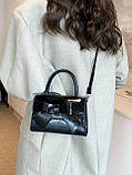 Жіноча класична сумка 1642 крос-боді на ремінці через плече чорна, фото 9