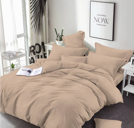 Темна бежева однотонна Бязь Gold Lux, бавовняна тканина 220 см для пошиття постільної білизни, рулон 50 м, Пакистан, фото 1