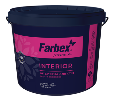 Фарба інтер’єрна високоякісна ВДА "Interior", біла матова, ТМ Farbex, 4.2 кг, фото 1