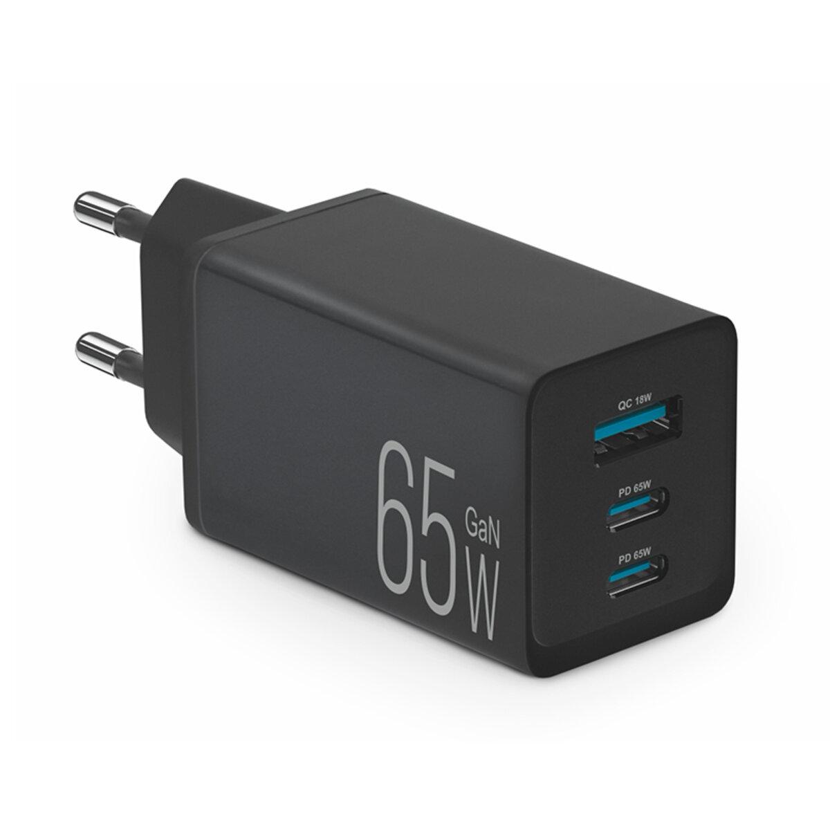 Мережевий зарядний пристрій Brevia ePowerGaN PD65W 2xUSB-C+USB-A чорний (44065GDCUB)