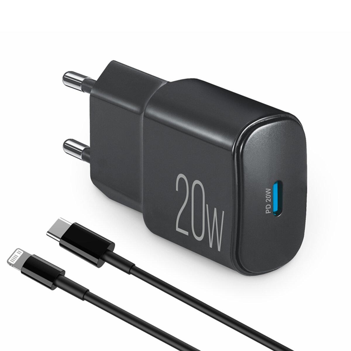 Мережевий зарядний пристрій Brevia ePower PD20W + кабель USB-C to Lightning 1м чорний (45020CLB)