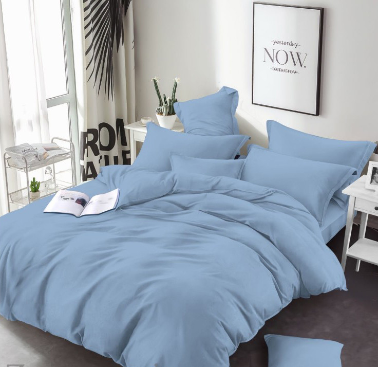 Блакитна однотонна Бязь Gold Lux, бавовняна тканина 220 см для пошиття постільної білизни, рулон 50 м, Пакистан